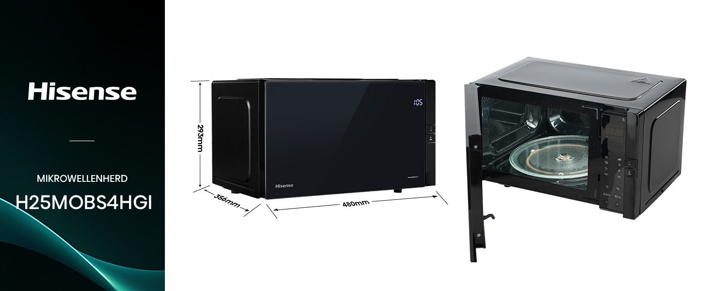 Мікрохвильова піч Hisense H20MOBS4HI 25 л з InverterTech, керамічним покриттям та цифровим керуванням
