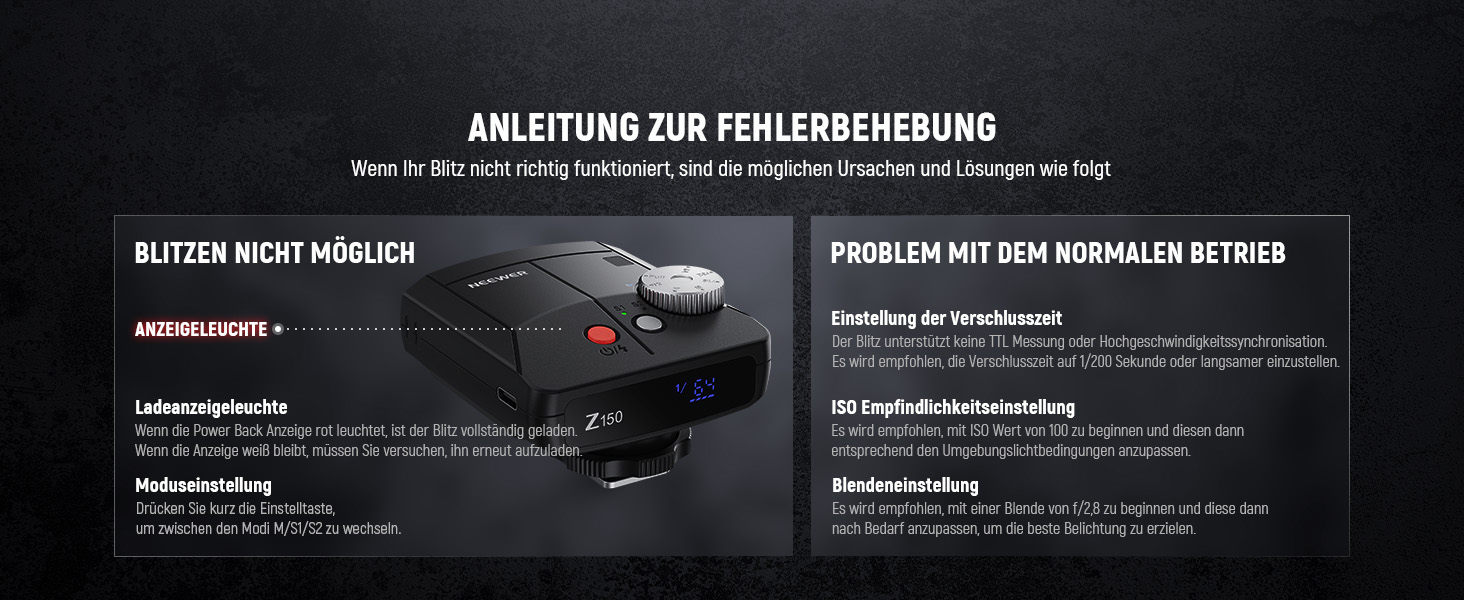 Спалахувачка NEEWER Z150 для Canon, Nikon, Panasonic, Olympus, Pentax та інших DSLR/цифрових камер