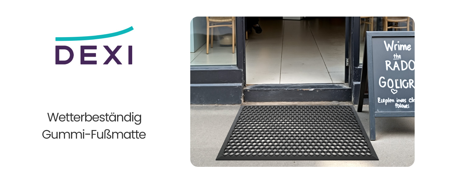 Килимок для дому та вулиці DEXI, 60x90 см, колір вугільний, антиковзаючий, водонепроникний
