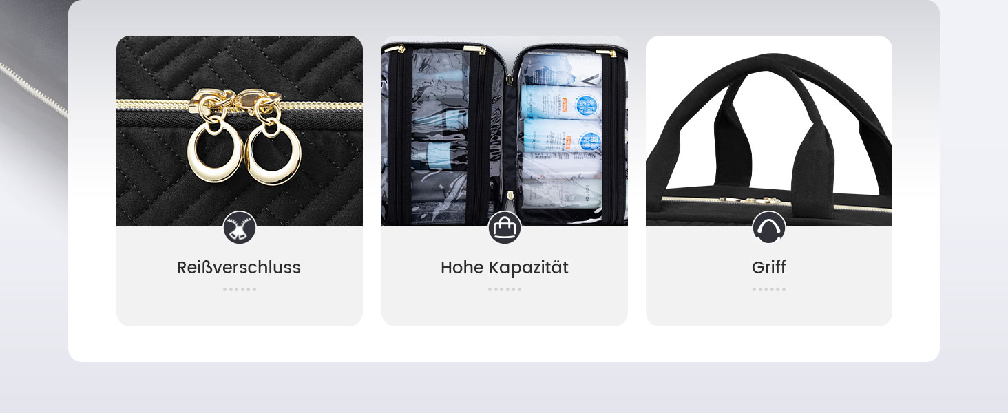 Сумка для косметики OVEVOOK чорна з відділенням для прикрас (M-Update) - водонепроникна, з гачками