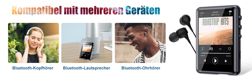 MP3 плеєр 64GB Bluetooth 5.3 HiFi з металевим корпусом, радіо FM, диктофон, сенсорний екран 2.4