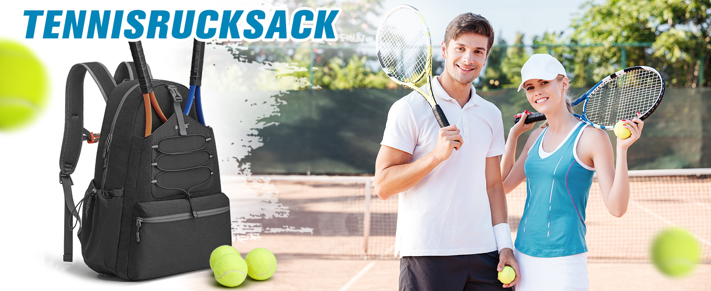 G4Free Tennis Bag Backpack - Large Capacity Tennis Racket Bag with Shoe Compartment for Men & Women (Grey)