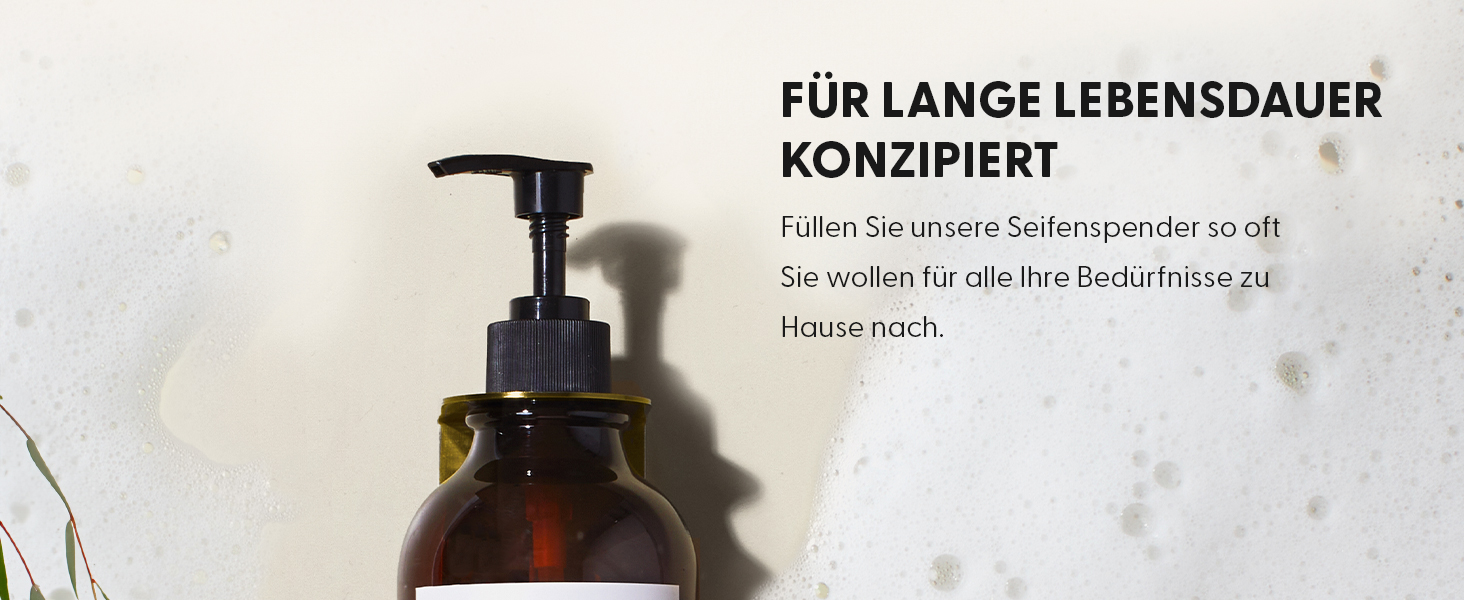 Шампунь MaisoNovo: набір з 3 пляшок для наповнення (500 мл) з дозатором, колір - бурштиновий, чорний насос