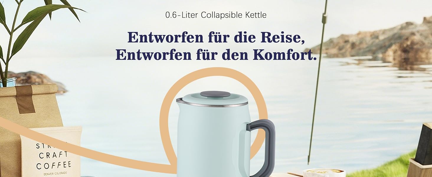 Електричний чайник 0.9л з нержавіючої сталі 304, 1360W, швидке кип'ятіння за 4-6 хвилин, класичний компактний дизайн, кнопка вмикання в один дотик, автоматичне відключення та захист від перегріву, для дому, офісу та любителів кави (світло-зелений)