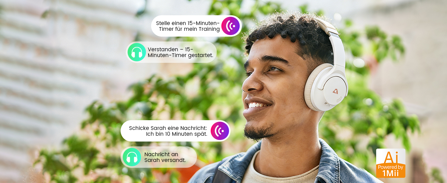 Навушники бездротові 1Mii AI Y8+ Bluetooth 6.0 з активним шумозаглушенням LDAC, 100 годин роботи, бежеві