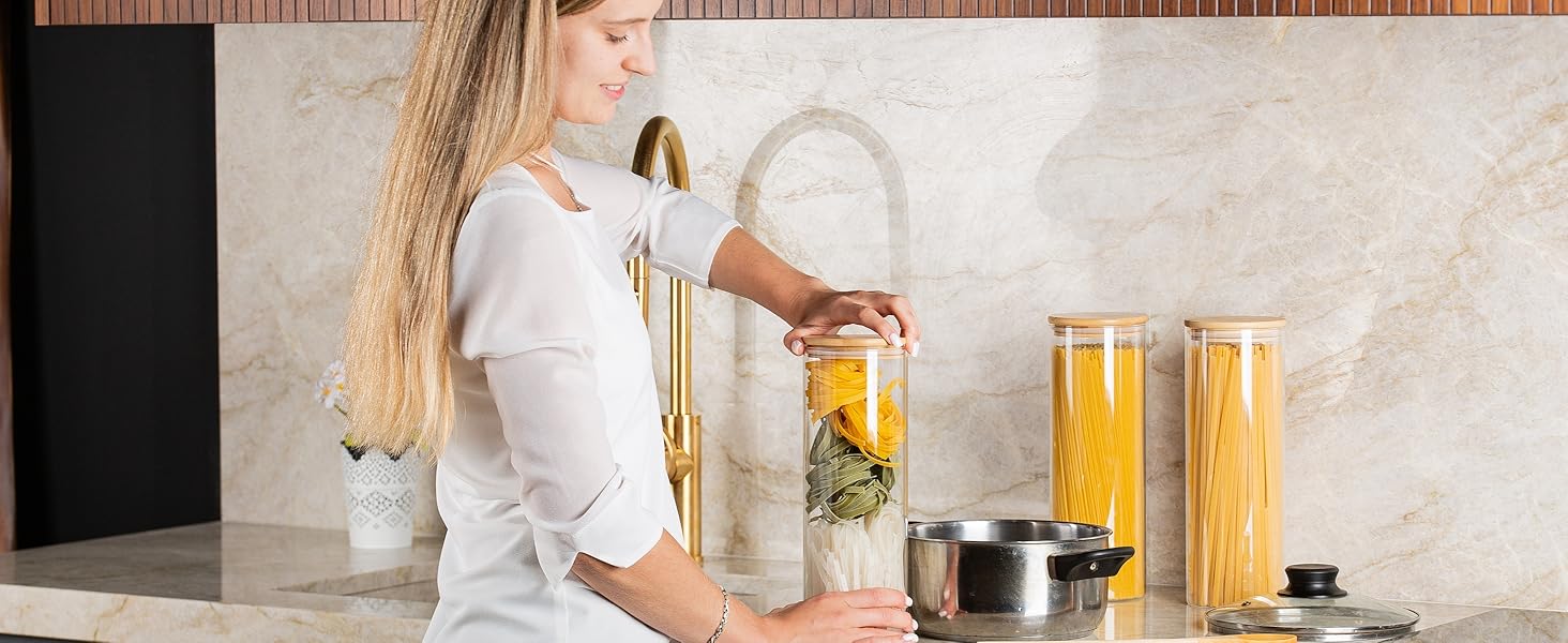 Набір контейнерів для зберігання Deco haus® 2 шт. 1.3л (з етикетками) - для кави, цукру, борошна, мюслі