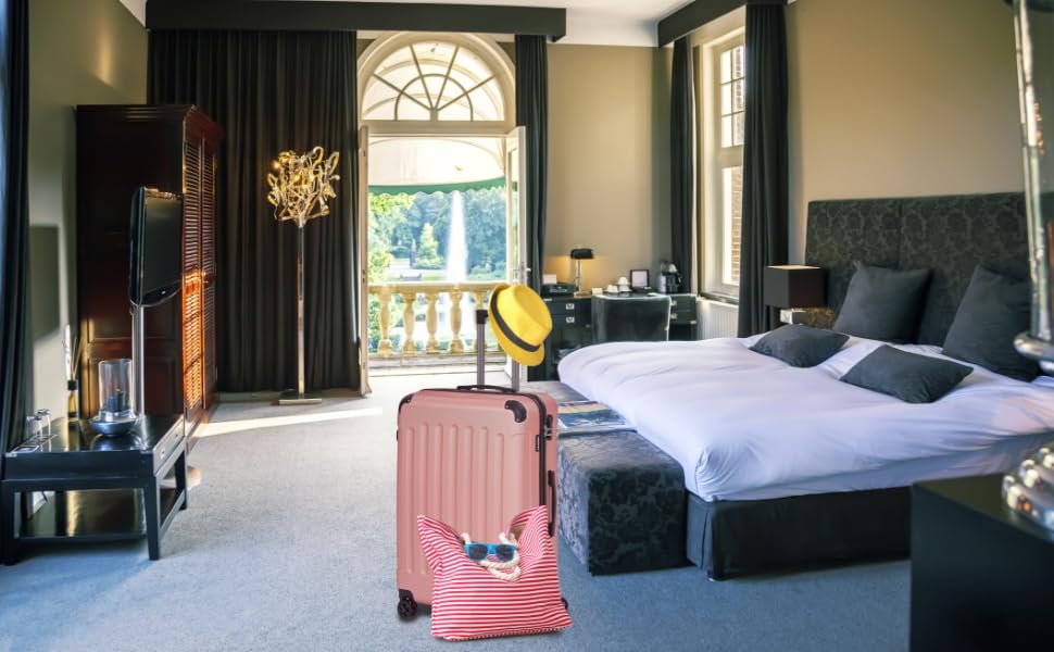 Набір валіз Arebos 3шт. з ABS-пластику | Валіза-тележка | Рожеве золото | З замком та 360° колесами | M-L-XL