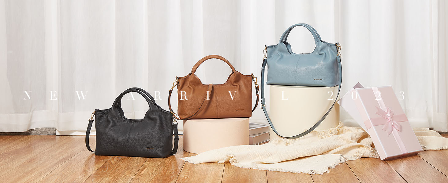 Сумка жіноча BOSTANTEN шкіряна шопер Hobo через плече з регульованим ременем, коричнева