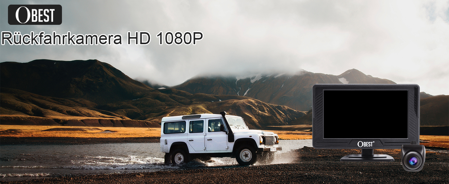 Автомобільна HD 1080P камера заднього виду OBEST з 4.3'' монітором, нічне бачення, водонепроникна IP69, комплект для автобуса, фургона, вантажівки, кемпера, причепа