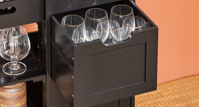 SoBuy Rolling Kitchen Cart with 2 Removable Shelves and 1 Tray - White/Black