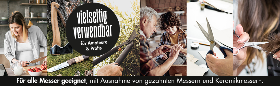 Набір для заточування ножів [PROFI SET] Schleifstein: двосторонній точильний камінь 1000/4000, підставка, eBook, точило для ножів