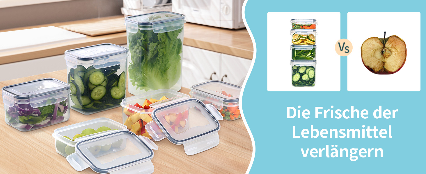 12 контейнерів для зберігання їжі з кришкою, контейнери для заморожування, meal prep бокси, 6 x 1л/0.52л, BPA-free, герметичні, для мікрохвильової печі, придатні для миття в посудомийній машині, для зберігання та транспортування їжі, фруктів, овочів