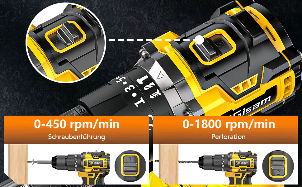 Акумуляторний шуруповерт 21V з набором 2 акумулятори 2.0Ah, 55Nm, 23+3 ступені, 10мм патрон, 2 швидкості, LED-ліхтик, 24шт аксесуарів та кейс для дому та саду