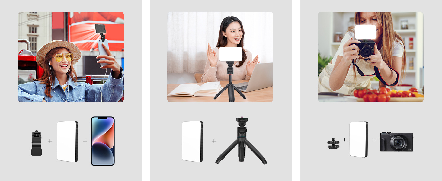 LED-відеолампа Newmowa NMW-80AI для селфі, TikTok, відеоконференцій та макіяжу, з датчиком світла