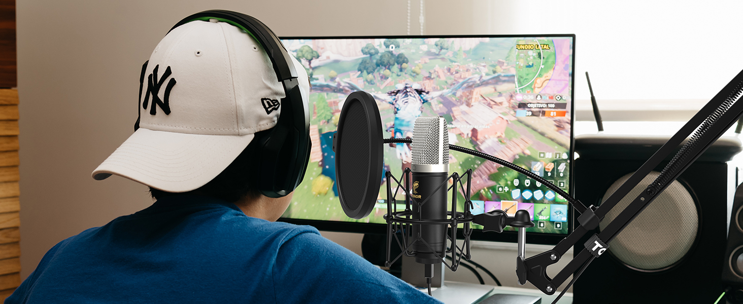 Мікрофон TONOR TC-2030 USB з великою мембраною для ПК, студії, стрімінгу, YouTube, співу, геймінгу. Комплект з мікрофонним штативом. 192 кГц/24 біт.