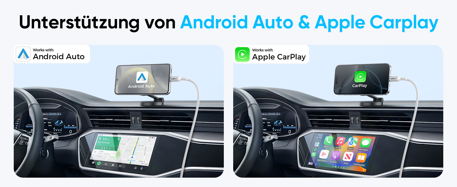 Кабель USB-C SUNGUY, нейлоновий, 0.5м, білий - для iPhone, Samsung, Android Auto