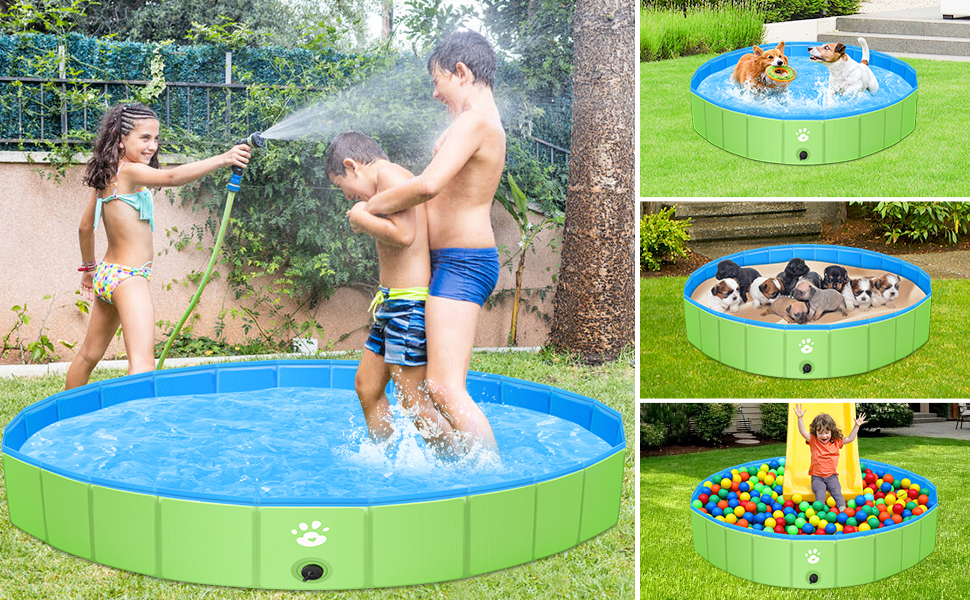 Басейн для собак великих та малих порід, 120 см, складаний, PVC, басейн для купання собак та дітей, портативний, басейн для собак