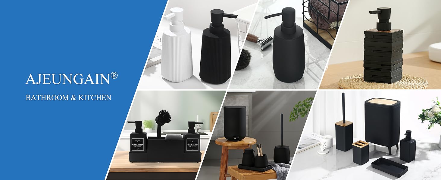 Дозатор для мила білий бамбук, 390 мл, для кухні, ванної кімнати, офісу, дозатор мила для миття посуду