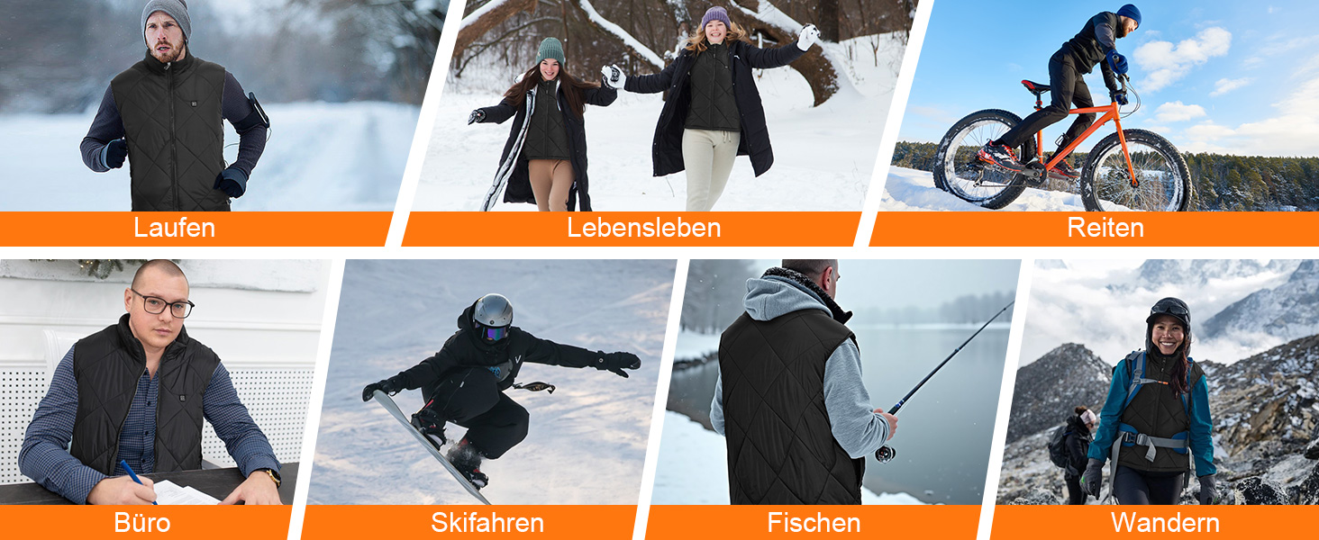 Електрична гріюча жилетка Fernida для чоловіків та жінок, 8 зон нагріву, 3 температурні режими, з Powerbank, для зимових активів на відкритому повітрі, чорна, розмір S