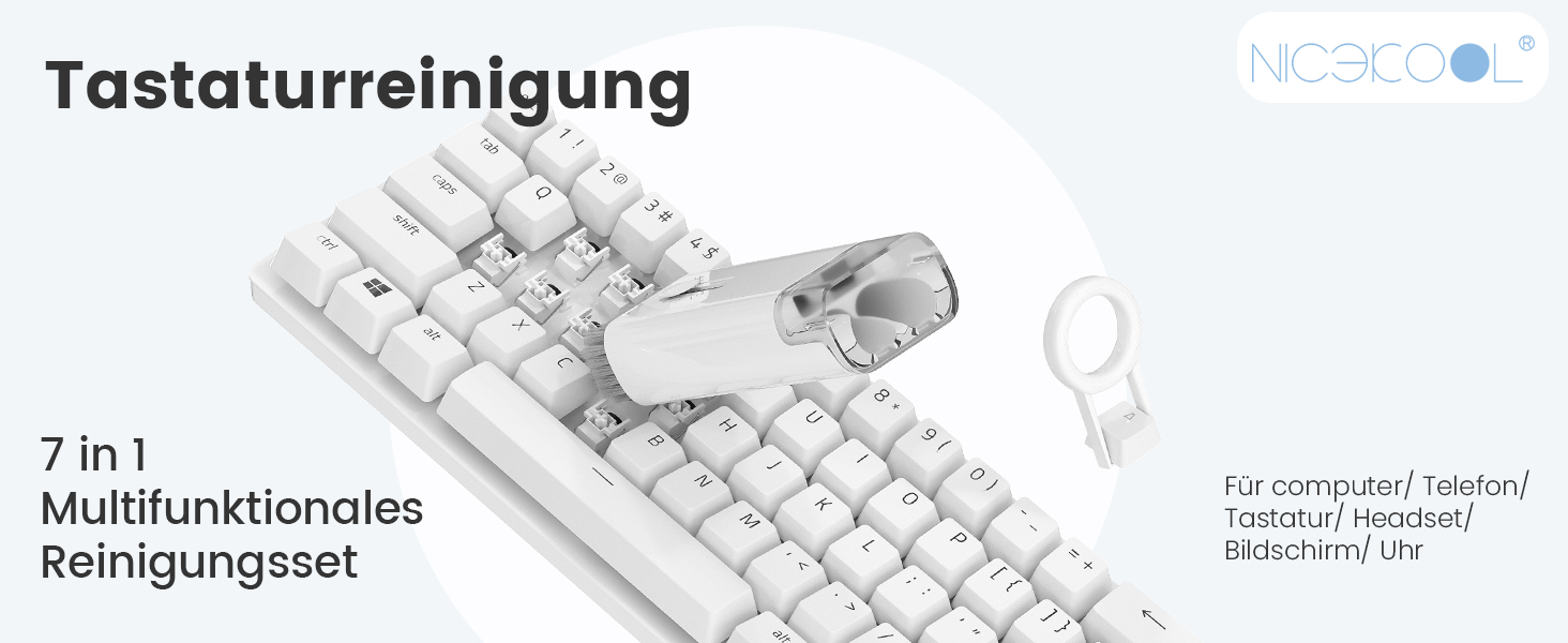 Набір для чищення клавіатури та навушників: щітка, стилус, 7 в 1. Підходить для AirPods, ноутбуків, телефонів, моніторів.