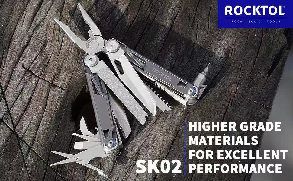 ROCKTOL Мультитул 19-в-1: мультиінструмент з титановим покриттям, фіксатором та чохлом, для чоловіків