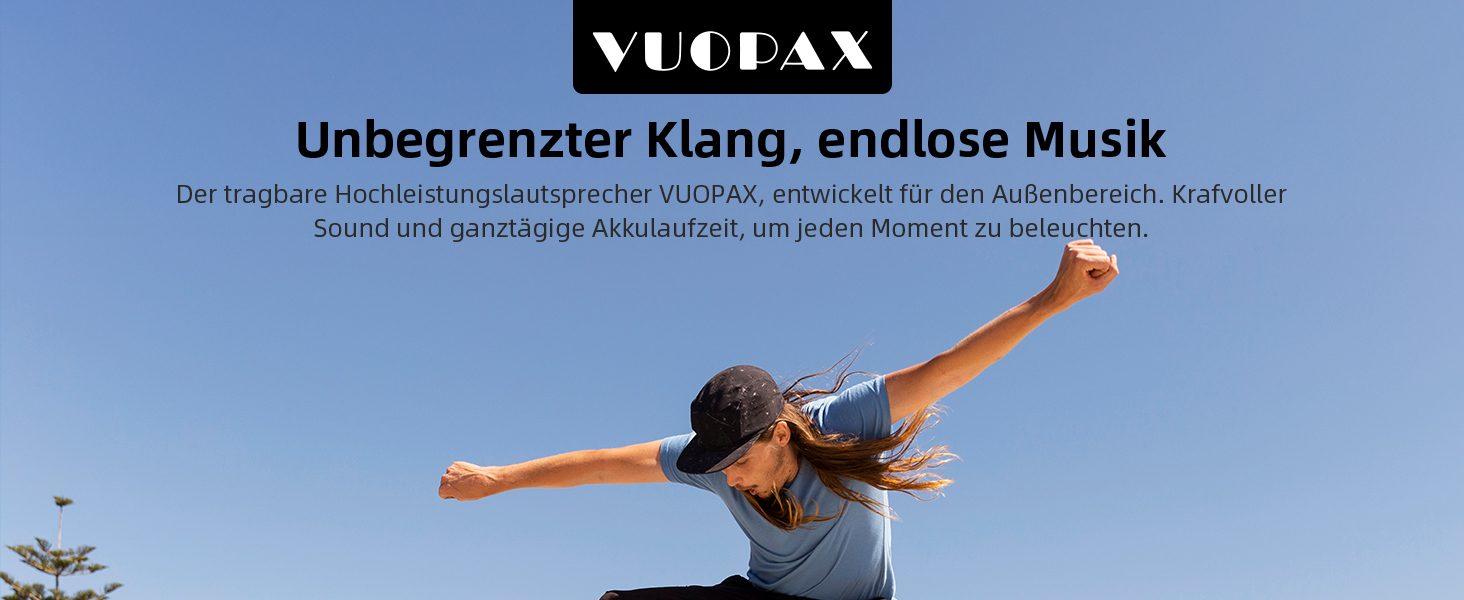 VUOPAX Портативна Bluetooth колонка з 2 сабвуферами, 200W, 24h акумулятор, IP65, DSP, TWS, TF/USB/AUX, для дому та вечірок