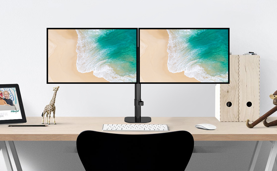 Підставка для монітора Pholiten: 2 монітори, 13-27 дюймів, до 10 кг, VESA 100x100mm, чорний