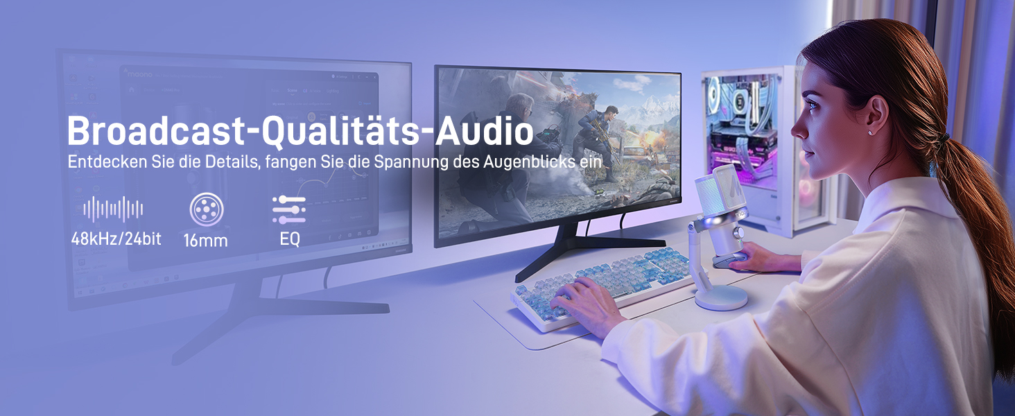 MAONO DM40 PRO Бездротовий мікрофон для ПК з RGB-підсвічуванням та ШІ-зміною голосу, 3-рівневим шумозаглушенням, для геймінгу, подкастингу та стрімінгу