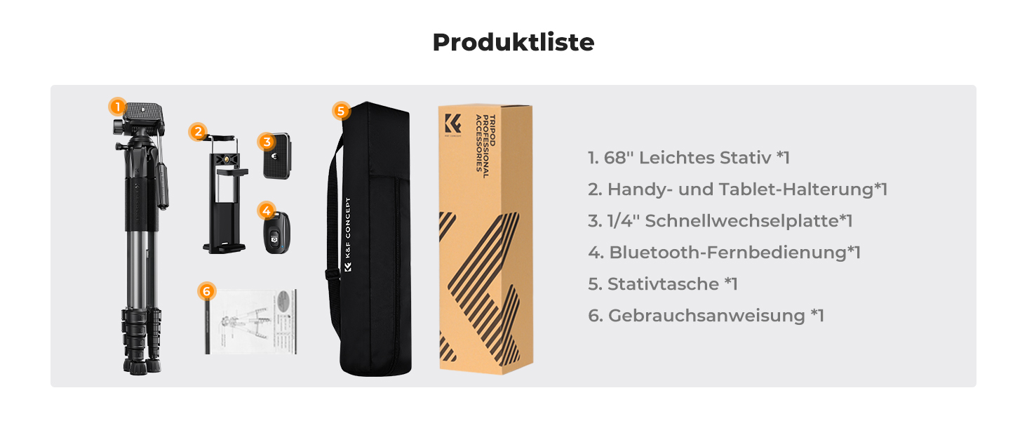 Штатив K&F Concept S255A3+BV01: Легкий штатив з сумкою, 190 см, для камери/DSLR, смартфона, Canon, Nikon, Sony