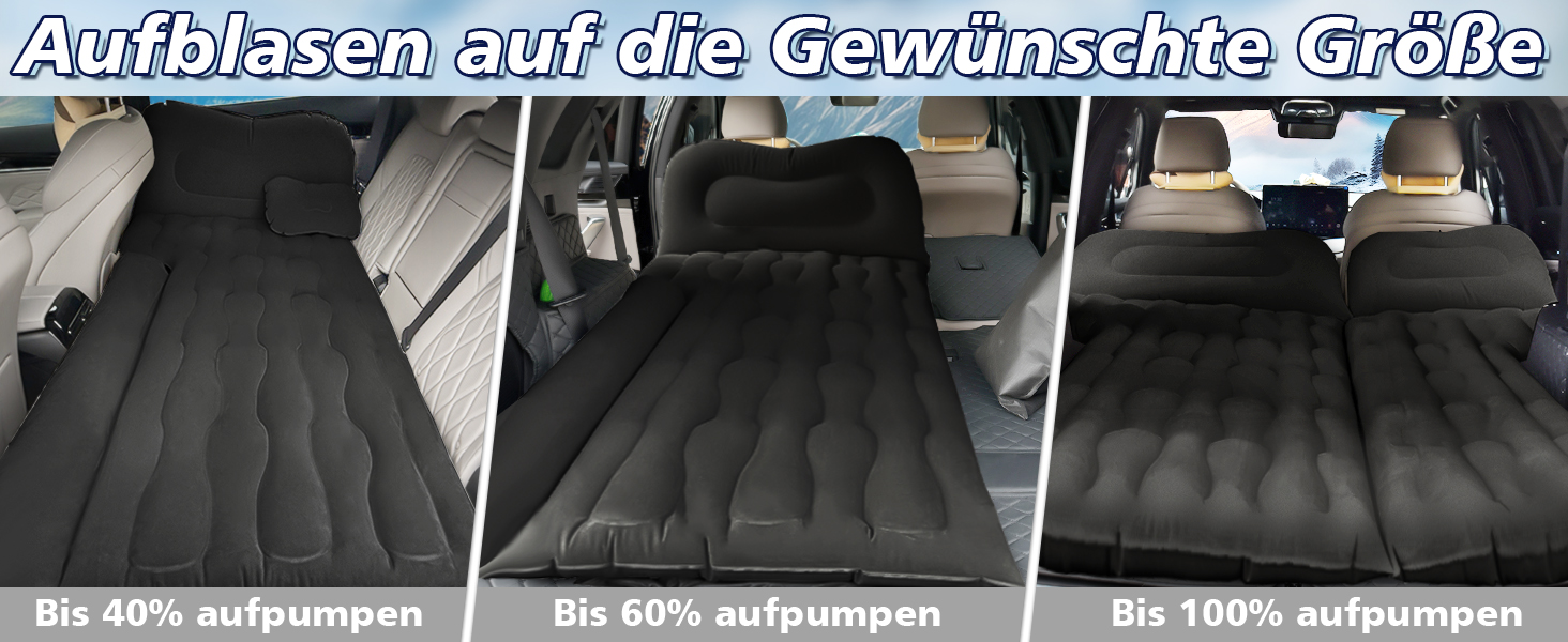 Надувна автомобільна матрац FORMIZON SUV 180x140 см з насосом та 2 подушками для подорожей та кемпінгу, чорний