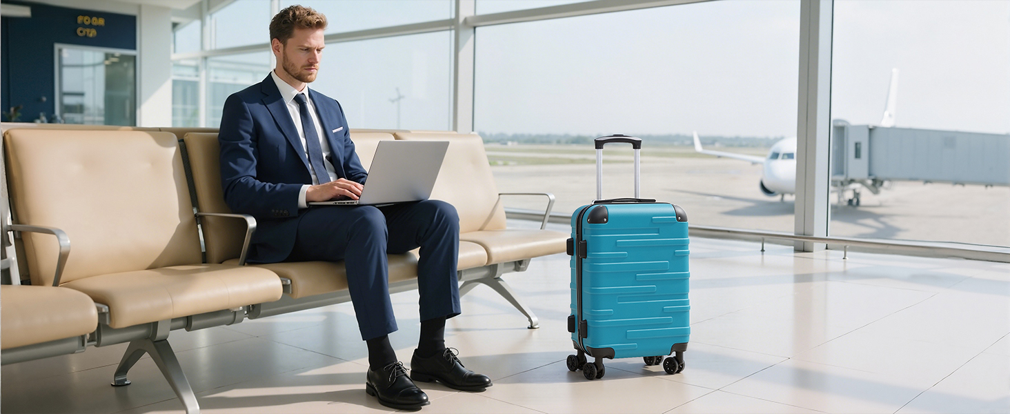 Валіза COOLIFE з ABS пластику, розширювана, з TSA замком та 4 колесами, туркіс-зелена, для ручної поклажі