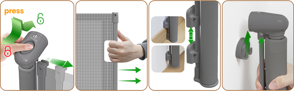 Захист для сходів Vounot: розтягувана сітка-захист для дітей, котів та собак (0-180 см, сірий)