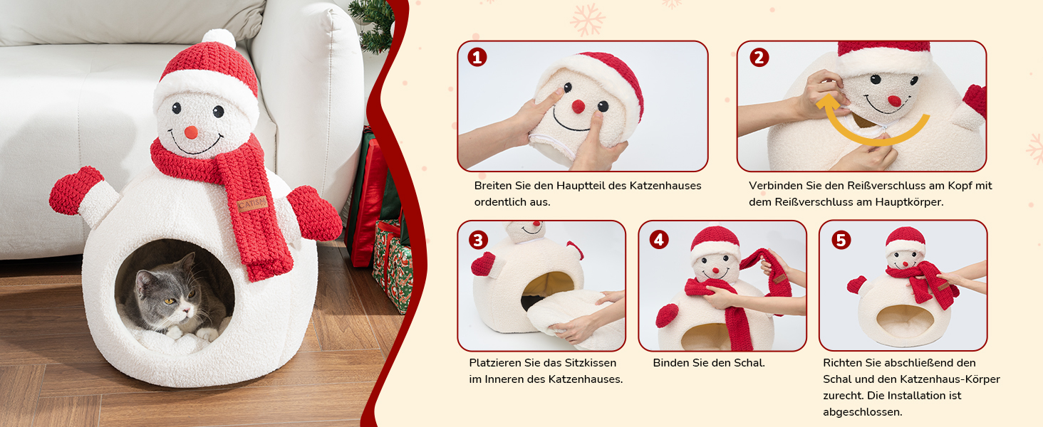 Світлодіодна кімната-будиночок для котів CATISM - 40x40x38 см. М'яка, зручна, знімний подушковий ковпачок. Ідеально для кошенят та дорослих котів.