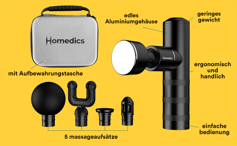 Масажер для тіла Homedics MYTI Mini з підігрівом - електричний ручний масажний прилад у кишеньковому форматі з 5 насадками та 4 рівнями вібрації - для розслаблення м'язів, чорний