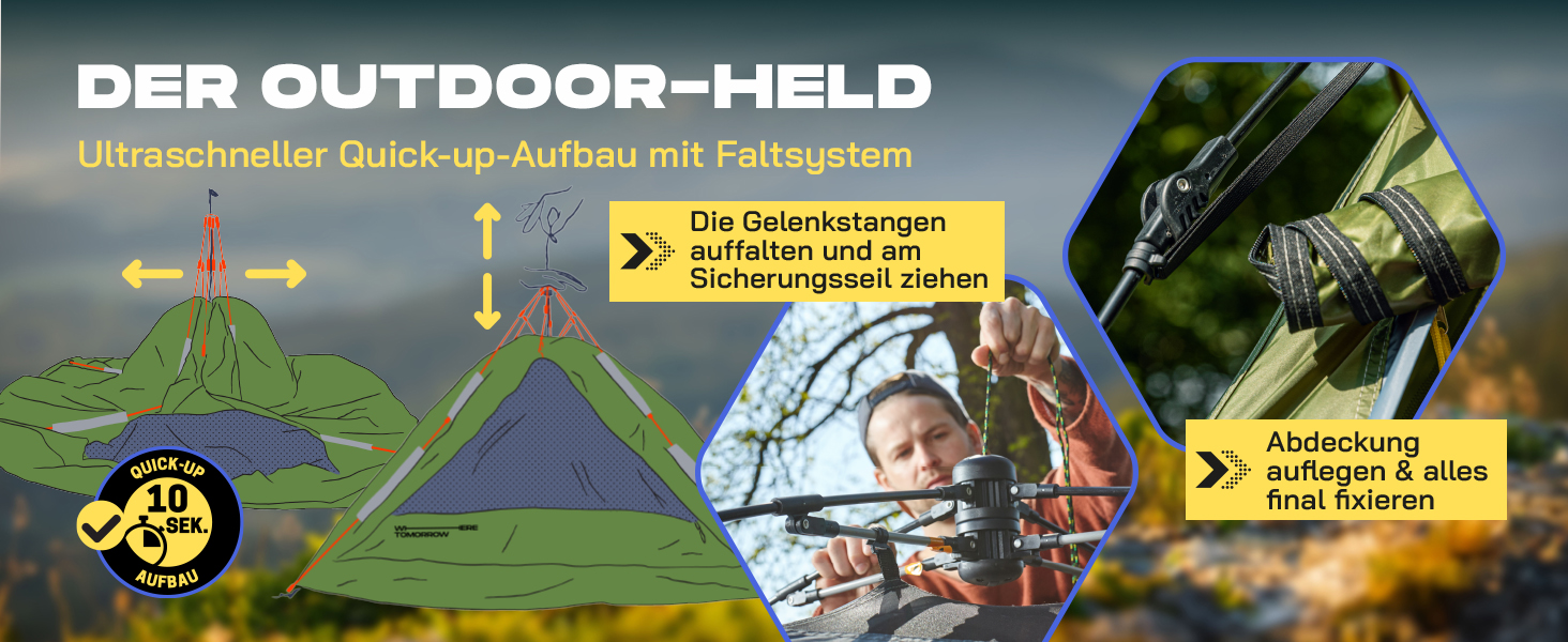 Lumaland Pop-Up Dome Tent - 2-3 Person Tent for Camping, Travel, Festivals