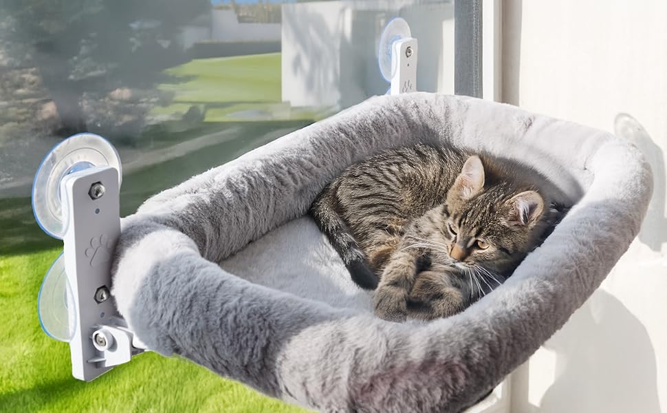 Кішка ліжко на вікно - стійке ліжко для котів з пральним подушкою | Зручна гамак для вікон до 18 кг | Економне місце для котів та аксесуари