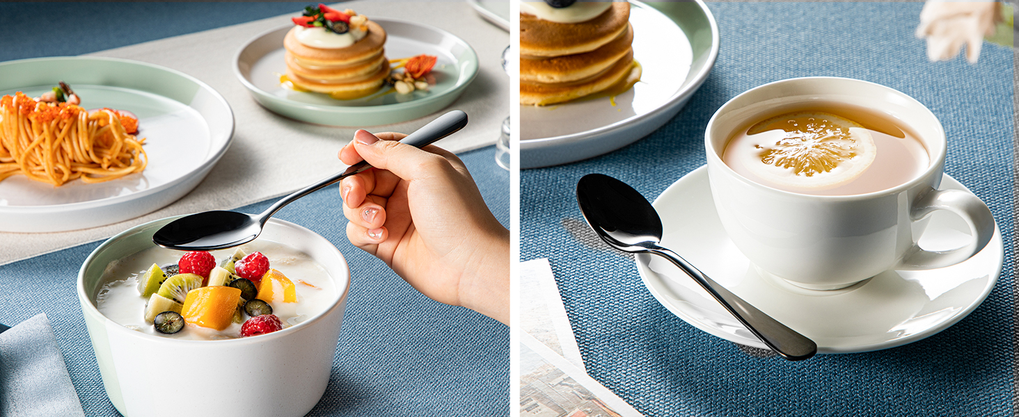 Набір столових приборів Velaze, 24 штуки, нержавіюча сталь 18/10, набір столових приборів на 6 осіб (ложки, виделки, ножі, чайні ложки), полірований, з подарунковою коробкою, придатний для миття в посудомийній машині