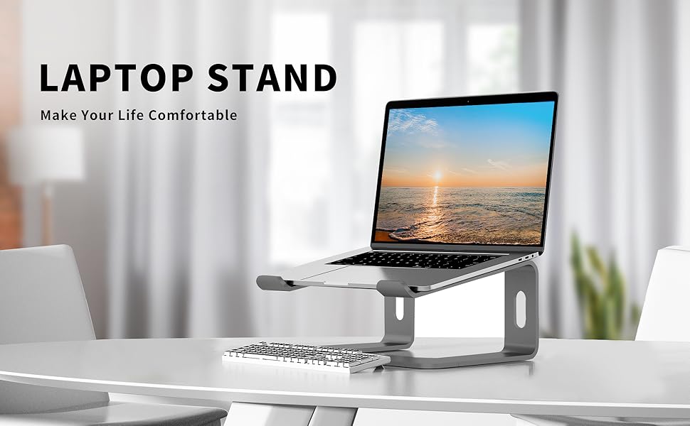 Підставка для ноутбука Orionstar, ергономічна, алюмінієва, з вентиляцією, сумісна з MacBook, Samsung, 10-15.6 дюймів, сіра