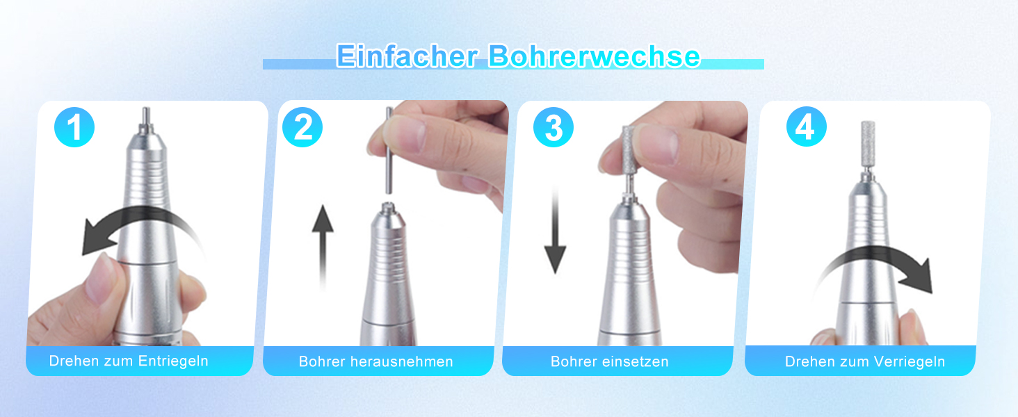 Електрична машинка для манікюру та педикюру CozyZen Professional: 45000 об/хв, LCD-дисплей, керування рукою/ногою, тиха робота, для акрилу та гелю, білий