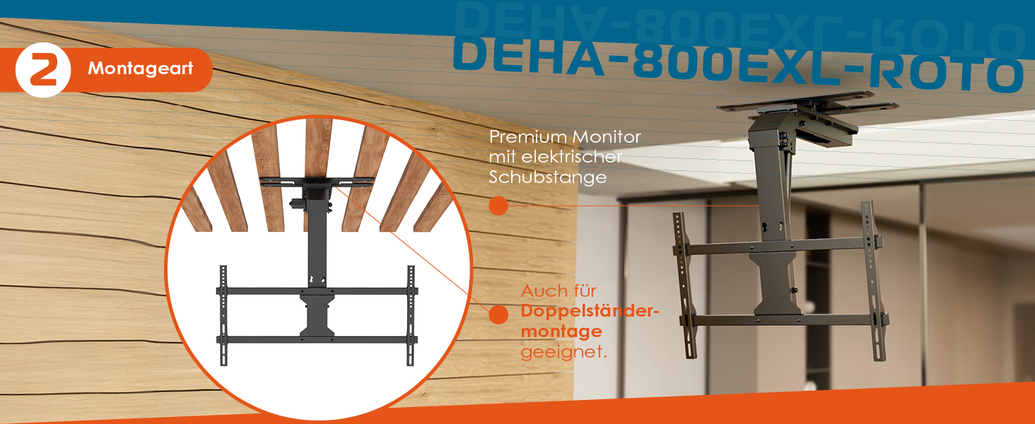 Xantron DEHA-600E Electric Tilting and Swivel TV Ceiling Mount - 32-75 Inch, Voice Control Remote Included