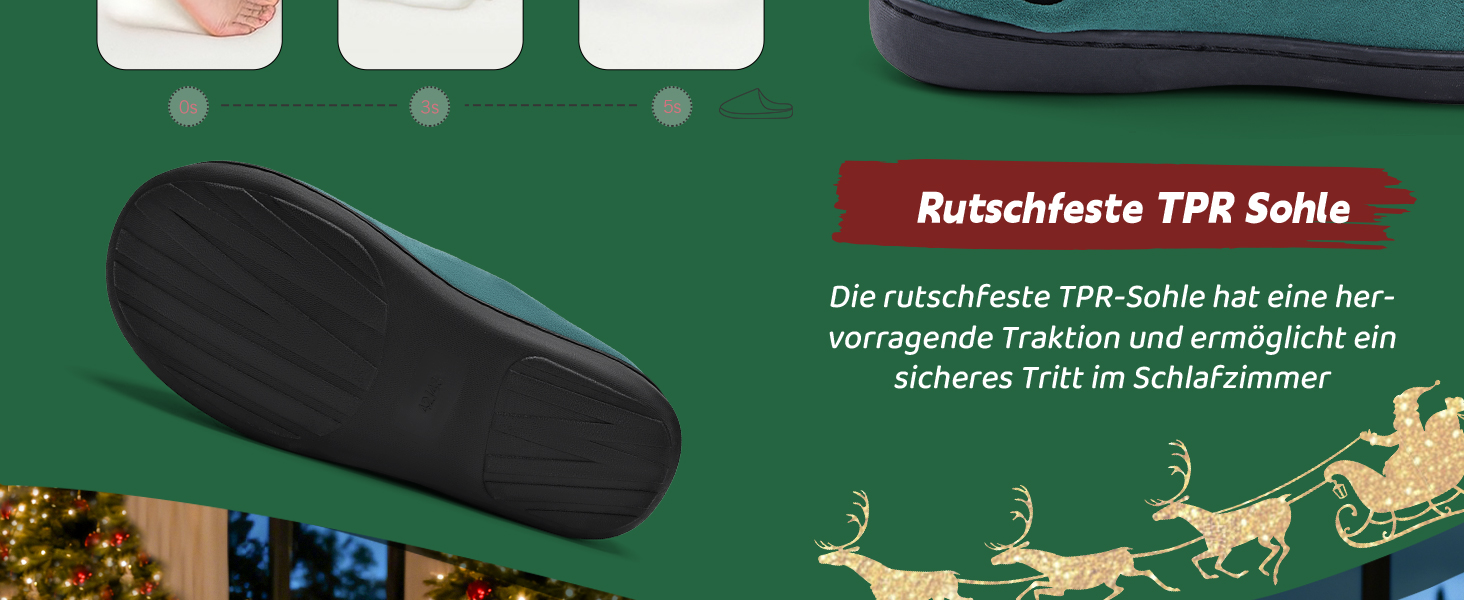 Домашні тапочки WateLves для жінок та чоловіків з піною Memory, бавовна, зелені олені, 38/39 EU