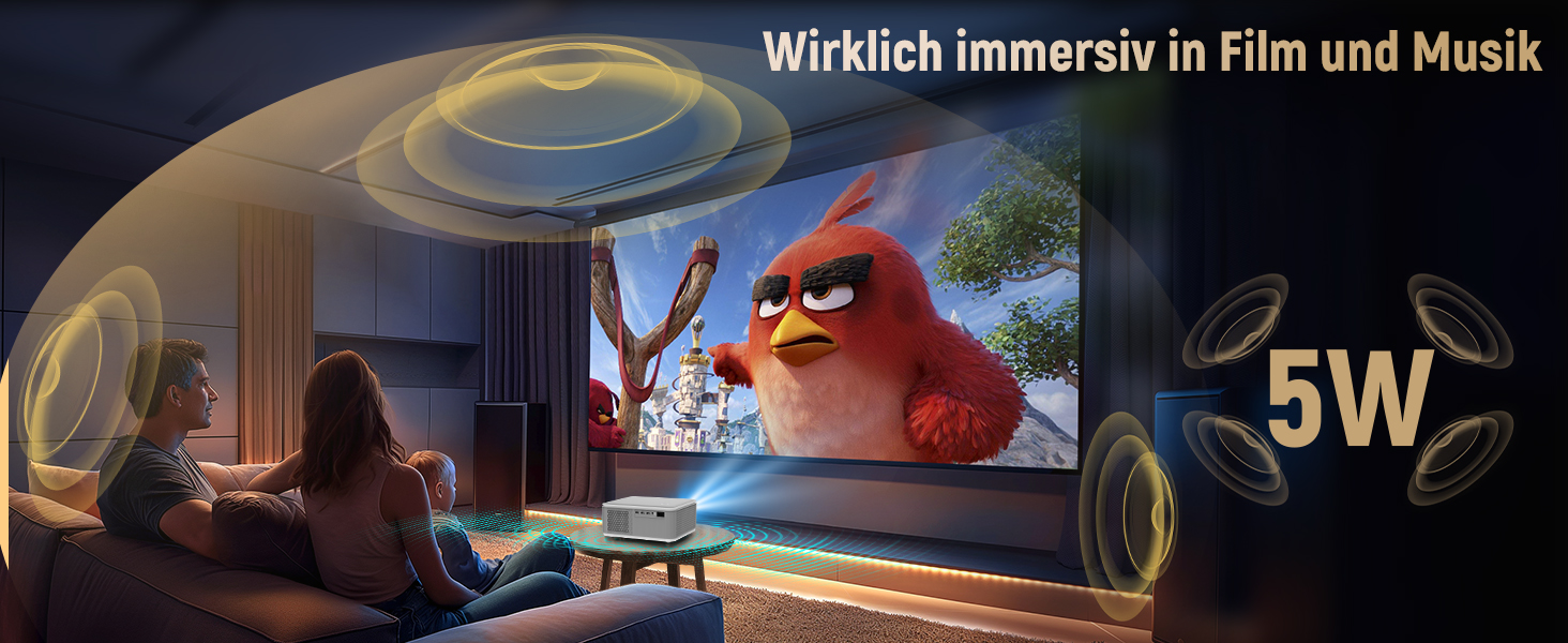 Портативний проєктор Mini Beamer 4K/1080p з Wi-Fi 6 та Bluetooth 5.4. Підтримка Auto Keystone, 200-дюймовий екран, сумісний з ноутбуками, смартфонами та TV (сірий)