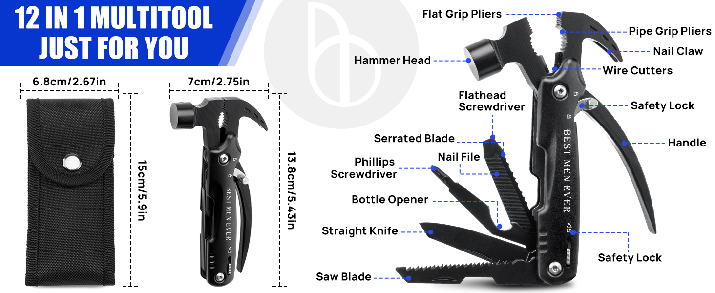 Мультитул BIBURY 12-в-1 для чоловіків: кемпінг, туризм, надзвичайні ситуації