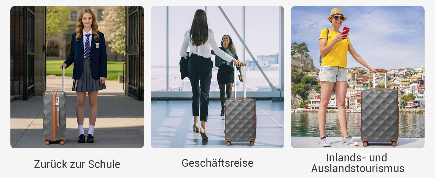 Чохол валіза British Traveller Hartschalenkoffer Groß, 74.5 x 49 x 30.5 см, сірий, з TSA-замком та 4 колесами для подорожей та бізнесу