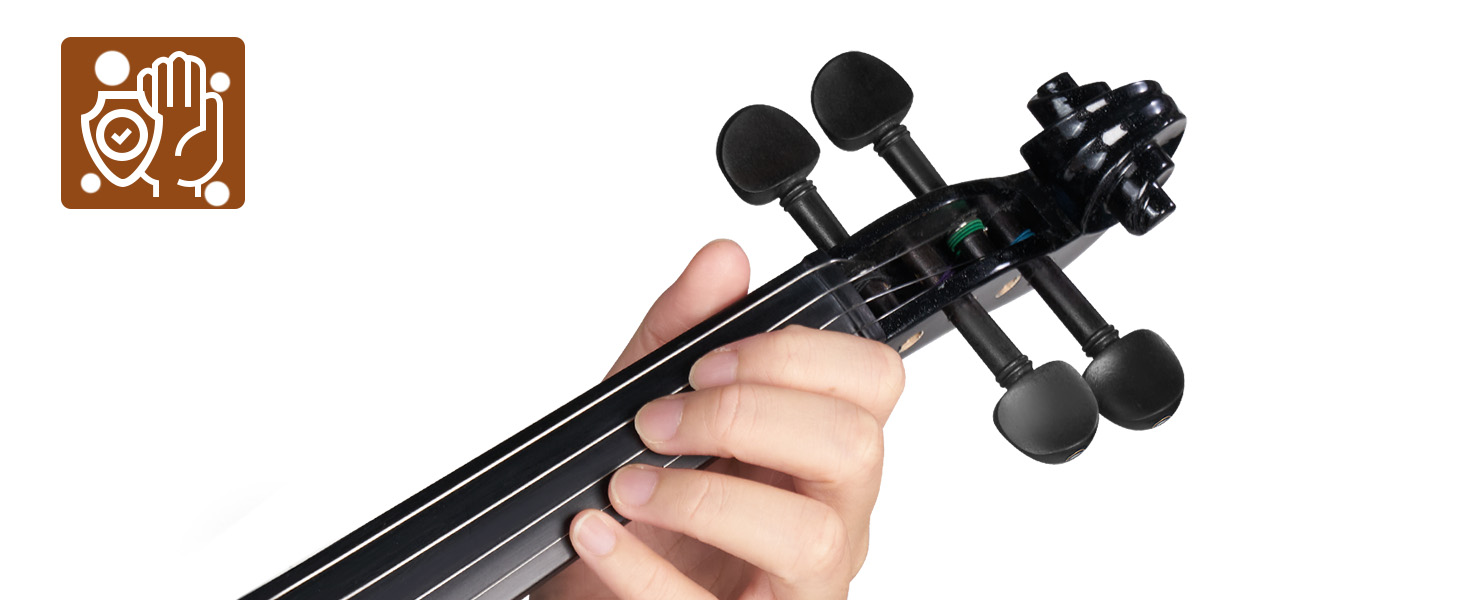 Електрична скрипка Vangoa 4/4 з цільного дерева, повного розміру, з усіма аксесуарами (колінь, чохол, кабель, підставка, смычок)