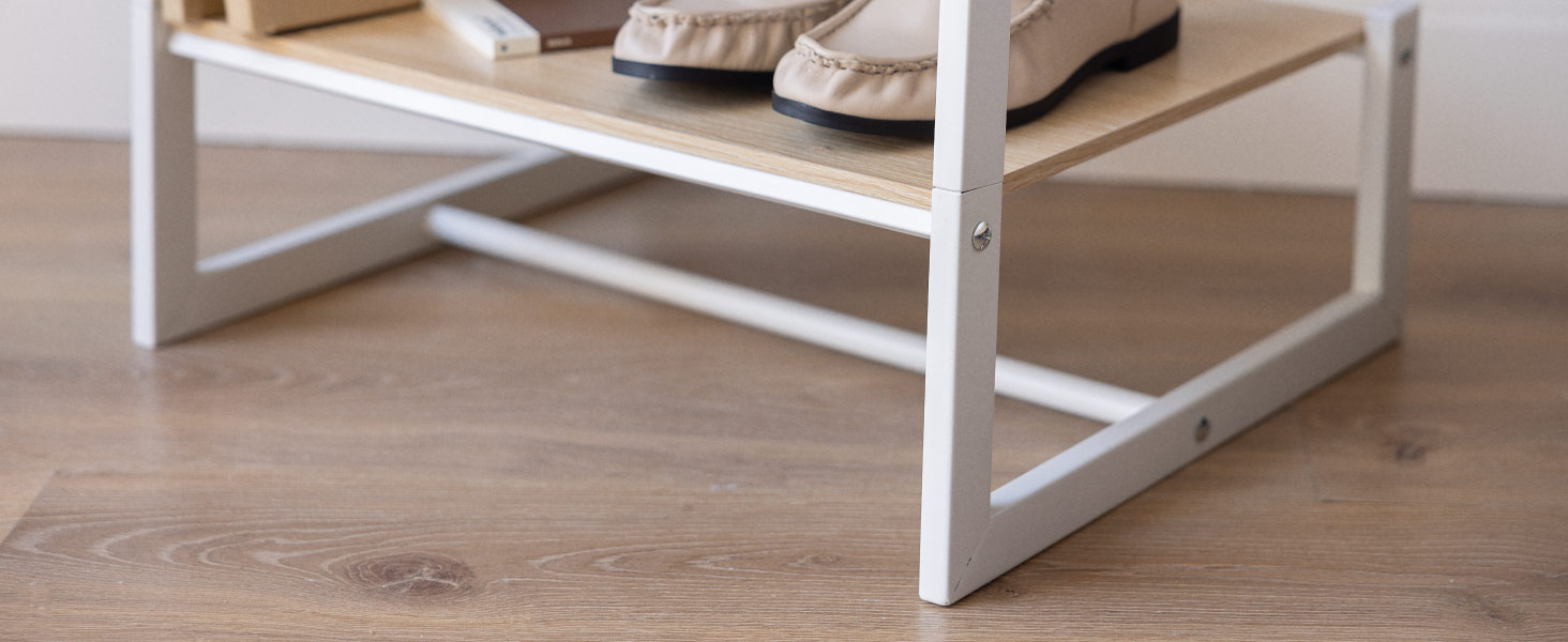 Вішак для одягу Newlux Hangy One 20 до 24 кг з полицею для взуття, металевий, стійкий, легка збірка, захист підлоги, білий, 50x40x160 см