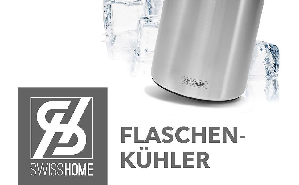 SWISS HOME® Охолоджувач для пляшок вина, шампанського та ігристого вина з нержавіючої сталі, подвійні стінки, у подарунковій коробці