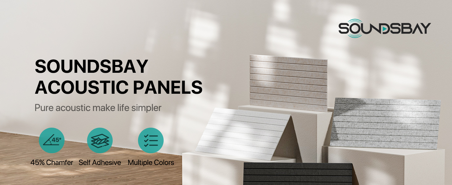 Акустичні панелі Soundsbay самоклейні для звукоізоляції та декору стін, 120×60×0.9 см, чорні (3 шт, 2.16 м²)