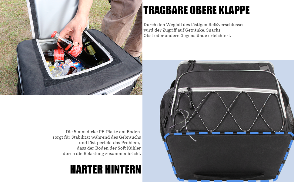 Сумка-холодильник INSMEER 40L з колесами, для пляшок, водонепроникна, чорна - для пляжу, кемпінгу, пікніка, покупок