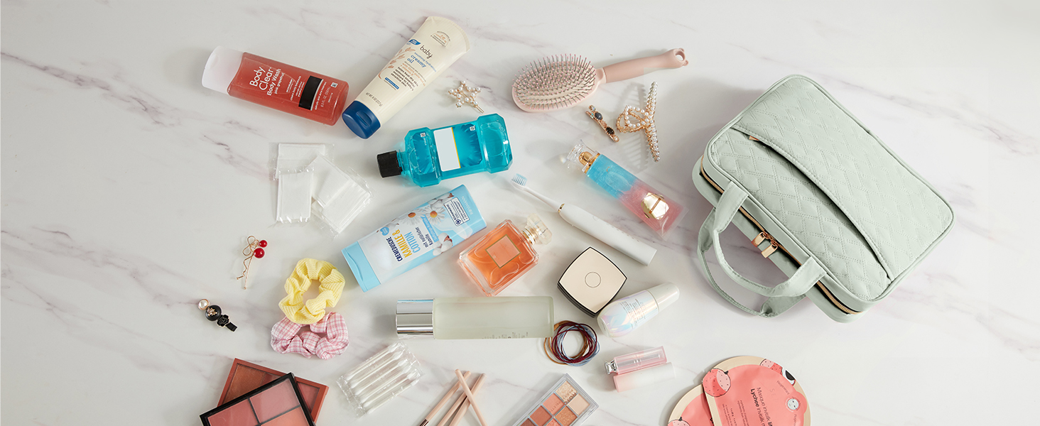 Жіноча дорожня косметичка Lifewit з гачком, велика органайзер для косметики, прозора косметичка для подорожей, м'ятно-зелена